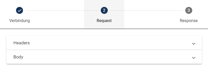 Der Screenshot zeigt das Konfigurieren des "Requests".