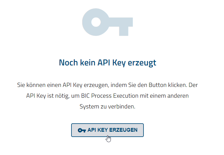 In der Abbildung ist der Administrationsbereich mit der Schaltfläche "API Key erzeugen" gezeigt.