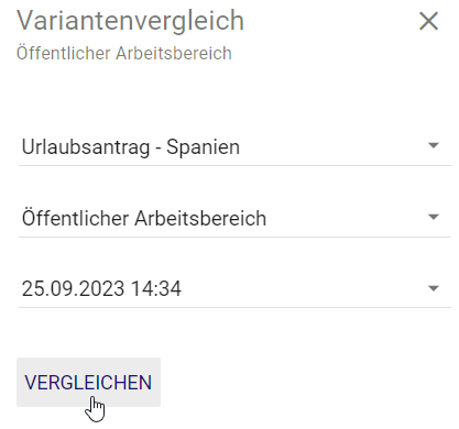 Der Screenshot zeigt die ausgewählten Möglichkeiten mit der Option "Vergleichen".