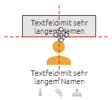 In diesem Bild wird ein Rollen-Symbol angezeigt, dessen Textfeld neu positioniert wird.