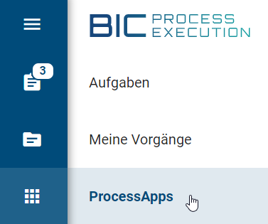Der Screenshot zeigt den Menüeintrag "ProcessApps".