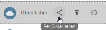 Dieser Screenshot zeigt die Schaltfläche "Per E-Mail teilen" in der Versionenleiste.