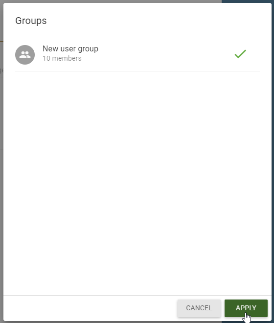 The screenshot shows adding user groups to a favorite.