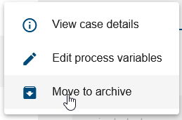 This screenshot displays the option "Move to archive" within the context menu of an end event.