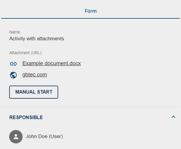 The screenshot shows two attachments under the section "Attachment (URL)" within the form of a task.