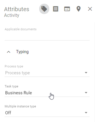 Here the option "Business Rule" is displayed within the drop-down menu of the "Task type" attribute.