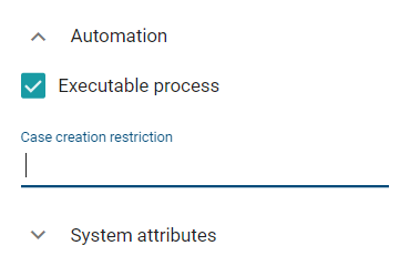 This screenshot shows you the attribute "case creation restriction" within the details of a diagram.