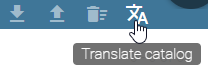The screenshot shows the option "Translate catalog" in the menu bar.