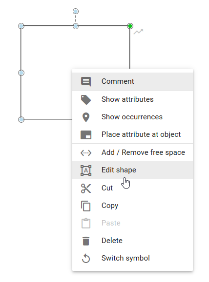 Here the "Edit shape" button in the context menu of a symbol is displayed.