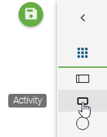 In the minimized symbol palette the selection of an activity via the corresponding icon is shown.