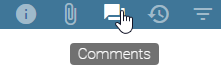 The screenshot shows the "Comments" button in the menu bar.