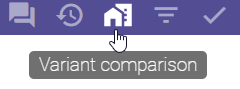 The screenshot shows the option "Variant comparison" in the menu bar.