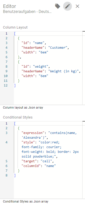 The screenshot shows an example of the conditional formatting.