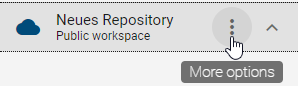 The screenshot shows the name of the repository, the current stage and the button of the corresponding context menu in the Explorer.