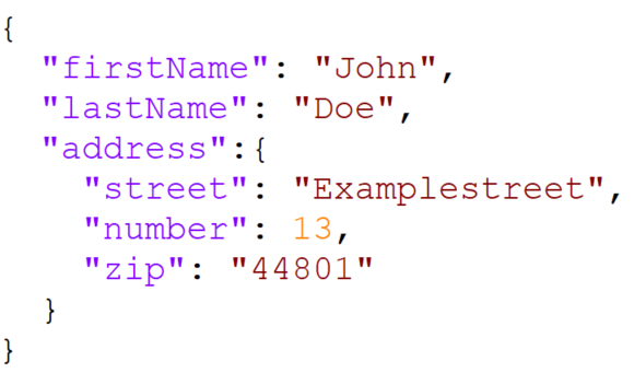 This screenshot demonstrates a JSON file with a data object.