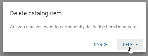 The dialog for deleting a catalog entry is shown here.
