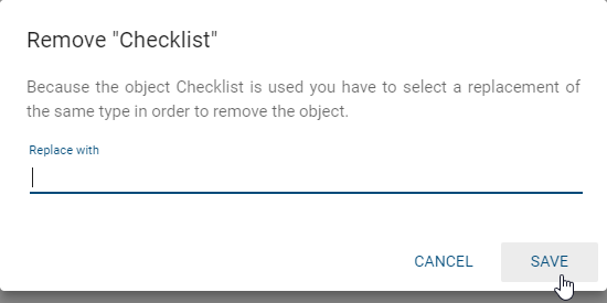 The input window to select a replacement for a catalog entry is displayed here.