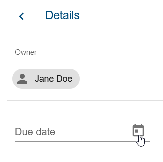 The screenshot shows the entry "due date" in the details below the entry "owner".