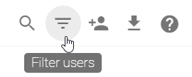 The "Filter users" option of the user administration is highlighted here.
