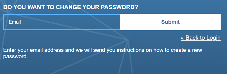 The screenshot shows the e-mail input field to change your password.