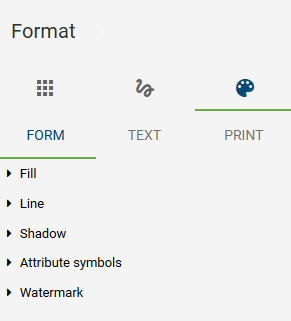 Here, the form settings are displayed in the "Format" tab in the toolbar.
