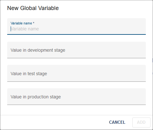 The screenshot shows the dialog for adding new global variables.