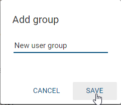 The input window for naming a user group is shown here.