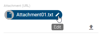 This screenshot displays the "Edit" function of attachments (URL).