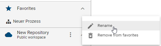 Here the button "Rename" is displayed in the context menu of a diagram in the favorites list.