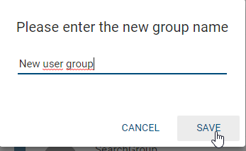 The input window for renaming a user group is displayed here.