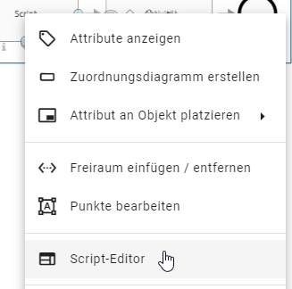 Dieser Screenshot zeigt das Kontextmenü einer Aktivität mit der Option "Öffne Script-Editor".