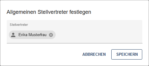 Der Screenshot zeigt das Eingabefeld, um einen Stellvertreter zu setzen.