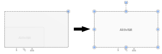 Der Screenshot zeigt ein Aktivität-Symbol, dessen Größe beim Modellieren verändert wird.