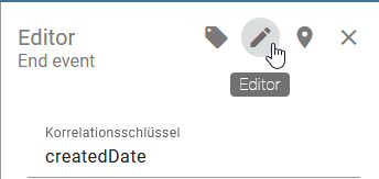 Der Screenshot zeigt die Definition eines *Korrelationsschlüssels* über den Editor.