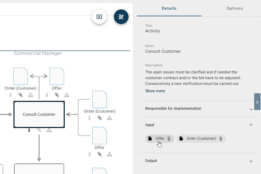 This screenshot shows the profile in the properties of an activity.