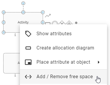 The screenshot shows the "Add/Remove Free Space" button in the context menu.