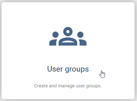 The screenshot shows the tile "User groups" in the administration.