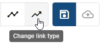 The screenshot shows the "Change link type" button in the menu bar when modeling.