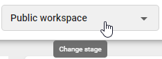 The screenshot shows the "Change stage" button in the top bar.