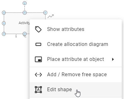 Here the "Edit shape" button in the context menu of a symbol is displayed.