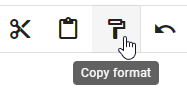Here the "Copy format" button of the menu bar is displayed.