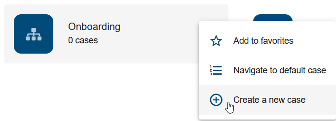 This screenshot displays the function "Create a new case" in the menu of a ProcessApp.
