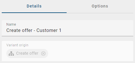 The screenshot shows the attribute "Variant origin" in the details of a diagram.