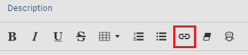 The formatting icons are displayed here where the link icon is highlighted.