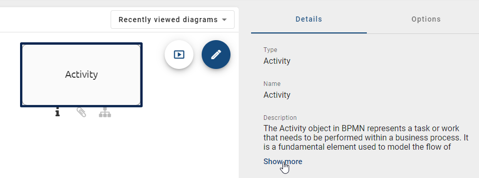 This screenshot displays the "Show more" function of descriptions.