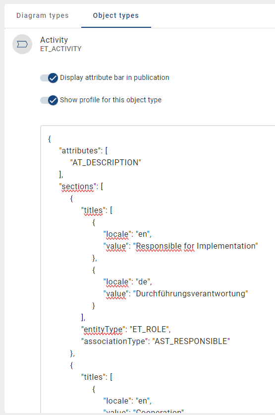 The screenshot shows the editing field for configuring the profile.