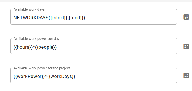 This screenshot shows the formulas used in our example to calculate our data