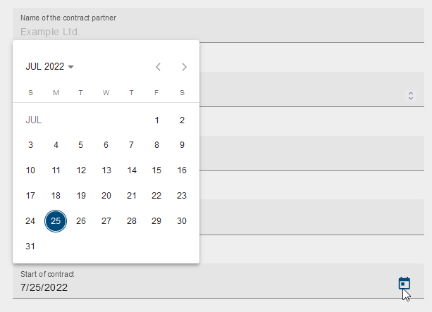 The date field is shown in the form here.