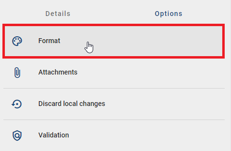 Here, the form settings are displayed in the "Format" tab in the toolbar.