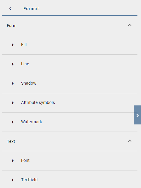 Here, the text settings are displayed in the "Format" tab in the toolbar.